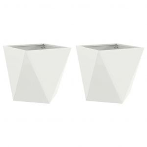 VidaXL Jardini&egrave;re 2 Pcs Blanc 50 X 50 X 50 Cm Acier