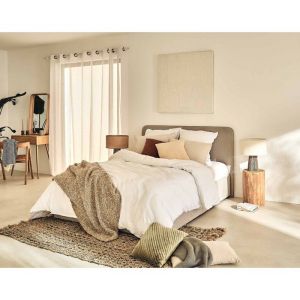 Lit coffre en Tissu 160x200 beige