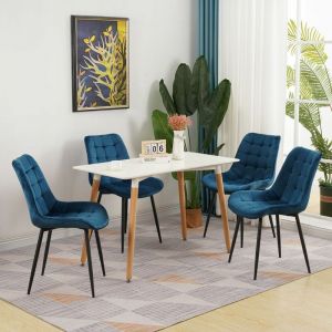 Hobag - Lot de 4 chaises bubble en velours bleu pour salle &agrave; manger