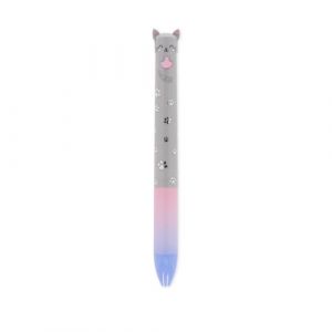 Legami Stylo bicolore, thème Kitty, encre bleue et rose, Click&Clack, idéal pour l'école, le bureau et la maison, bicolore, pointe de 1 mm de diamètre