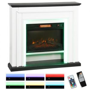 Homcom Cheminée électrique - 1800W - lumières LED RGB effet flamme télécommande minuterie - métal - 105 x 27 x 97 cm - noir