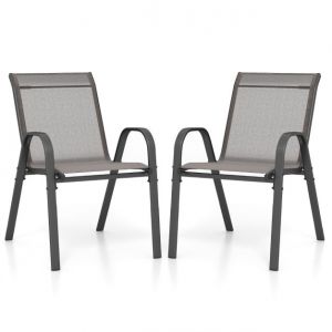 Chaises de terrasse en tissu respirant COAST - Lot de 2 - 56 x 70 x 84 cm - Gris