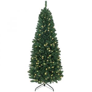 Homcom Sapin de Noël artificiel - 180 cm - lumières LED synchronisées colorées et télécommande 899 pointes - plastique - vert