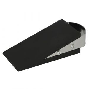 Westcott Butoir de porte en forme de coin noir | Butoir de porte en caoutchouc avec poign&eacute;e en acier inoxydable | 12 cm x 5 cm x 3 cm | E-19000 00