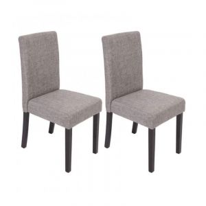 Image de Décoshop26 Lot de 2 chaises de salle à manger en tissu gris pieds foncés CDS04028