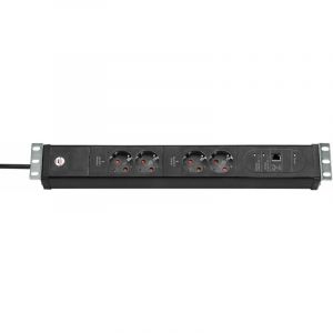 Brennenstuhl Premium-Web-Line V3, 4 prises, noir, 3m H05VV-F 3G1,5, 19' format - 1156057984