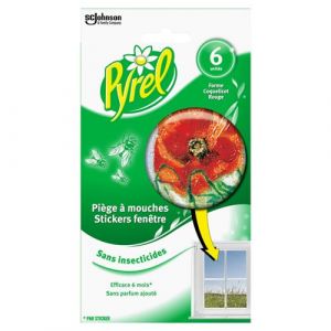 Pyrel Piege A Mouches Sticker Fenetre Coquelicot Rouge 6 Stickers