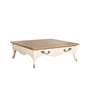 Table basse carrée en bois massif blanc
