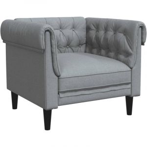 VidaXL Fauteuil Chesterfield gris clair tissu