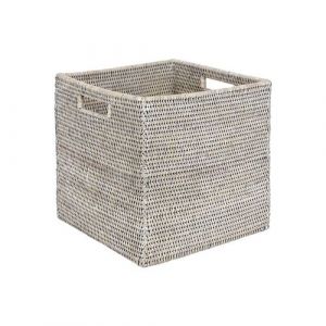 Aubry Gaspard - Caisse de rangement en rotin patiné gris (lot de 2)