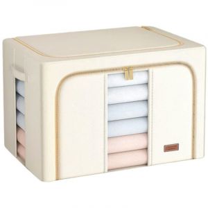 JOYBOS Boîte de rangement avec structure en acier avec poignée renforcée et fenêtre transparente 100 l