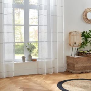 Univers d&eacute;cor Voilage tiss&eacute; lignes horizontales "Indi" 140 x 240 cm Atmosphera - Blanc