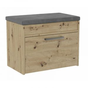 PARMI - Meuble à chaussures style scandinave entrée - 60x35x49 - Banc avec rangement Chêne artisan
