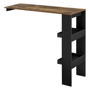 Table de bar stylée avec compartiments de rangement table bistrot murale panneau de particules mélaminé 120 x 45 x 106 cm chêne foncé noir - Beige
