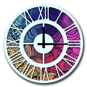 Horloge d&eacute;corative en MDF avec style &eacute;ventail multicolore