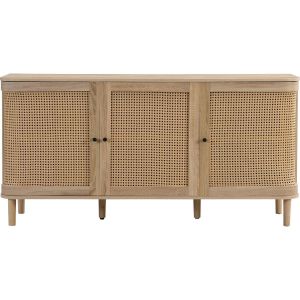 Buffet 3 portes couleur ch&ecirc;ne et cannage 150 cm - Bali