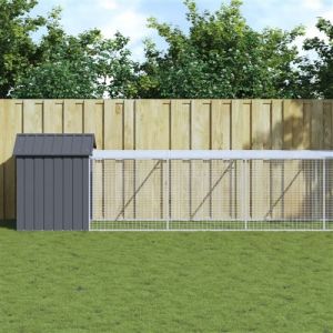 VidaXL Poulailler avec cour anthracite 117x813x123 cm acier galvanisé