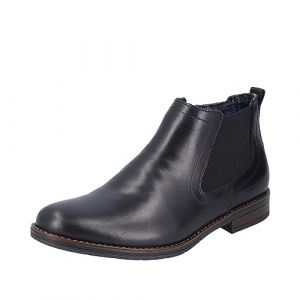 Rieker Derbies montantes en cuir noir à talon décroché bas et soufflet élastiqué