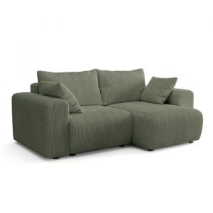 Canap&eacute; fixe 3 places SFERA - tissu Lincoln vert, 240 x 100 x 80 cm