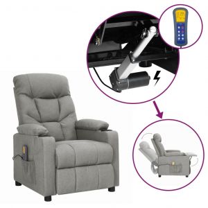 VidaXL Fauteuil releveur inclinable de massage Gris clair, Tissu.