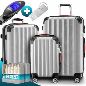 Monzana Ensemble de valises rigides Baseline 3 pièces Argent ABS Accessoires
