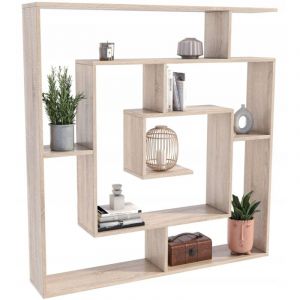 Bibliothèque Suspendue Chêne de Sonoma - Étagère de Rangement Style Moderne - 125 x 21 x 129 cm