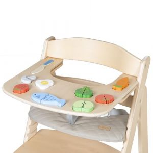 Roba Plateau Repas avec &Eacute;l&eacute;ments de Jeu - Adapt&eacute; &agrave; la Chaise Haute Sit Up Flex - Inclut 9 &Eacute;l&eacute;ments de Jeu - &Agrave; partir de 6 Mois - Bois Naturel