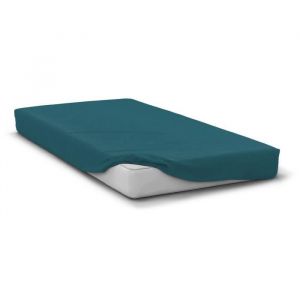 Drap-Housse Microfibre 82g – Doux, Respirant, Repassage Ultra Facile – Bleu Canard – Drap lit 140x190 cm – Bonnet 30 cm – Lavable, séchage Rapide, Entretien Facile