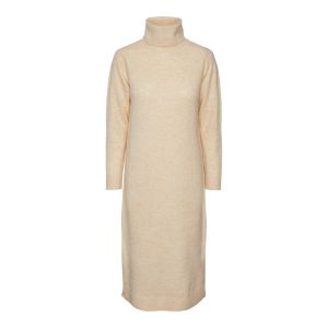 Pieces Robe Pull Beige Femme Rollneck Knit