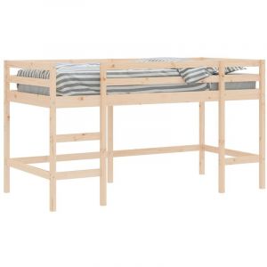 VidaXL Lit mezzanine enfants échelle 90x190 cm bois pin massif 568734 - Brun