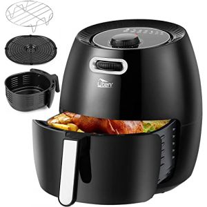 Uten Friteuse sans Huile, Friteuse &agrave; Air &Eacute;lectrique 6.5L avec Panier, Minuteur et Temp&eacute;rature T&eacute;glable Cuisson rapide, Grande Capacit&eacute; pour 1800W