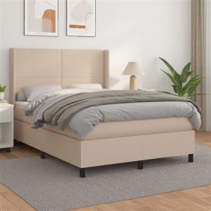 VidaXL Sommier à Lattes de Lit avec Matelas, Lit Rembourré, Lit Double, Lit Adulte de Chambre à Coucher Intérieur, Moderne, Cappuccino 140x190 cm 3132380