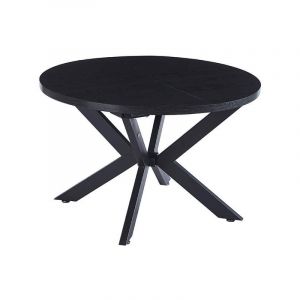 Table de salle à manger ronde à rallonges aventura avec pied en étoile - 120-160 x 120 cm Couleur : Dark Oak - Home Deluxe