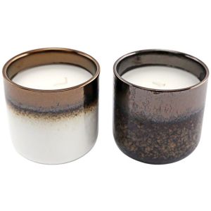 Jardindeco Bougie en pot effet émaillé 9 x 9.5 cm (Lot de 2)