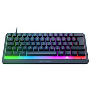 Roccat Magma Mini - Clavier Gaming RGB 60%, 5 Zones d'éclairage programmables, Touches à Membrane optimisée, Fonctions programmables, Anti-ghosting et étanche, Noir