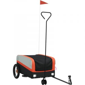 VidaXL Remorque de vélo noir et orange 30 kg fer