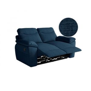 Loungitude Canapé de relaxation manuel ross 2 places en tissu texturé 3D - Bleu foncé