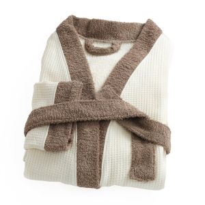 Linandelle Peignoir double face nid d'&eacute;ponge en coton beige s