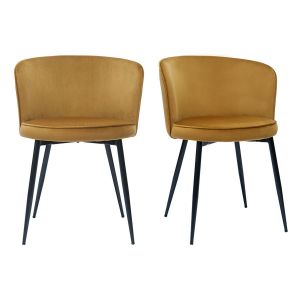 Miliboo Chaises Design En Tissu Velours Bronze Et M&eacute;tal Noir (Lot De 2) Serif