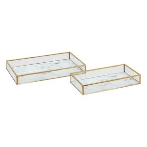 Atmosphera Lot de 2 vide-poches Rosio L20/24cm blanc