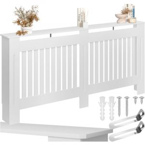 TecTake Cache-radiateur vila design &agrave; lattes avec &eacute;tag&egrave;re - Habillage de radiateur, habillage chauffage, panneau radiateur 172,3 x 19 82 cm