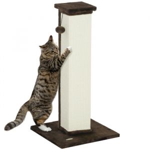Pawhut Arbre à chat Hauteur 81 cm Griffoir pour chat Arbre à chat Boule suspendue 41x41x81 cm Marron