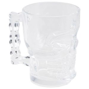Ruedelafete Verre à bière Tête de Mort transparent 13cm en verre