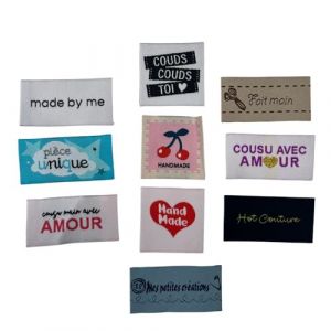 &Eacute;tiquette tiss&eacute;e &agrave; coudre Lot de 10 Message Fun Customisation textile Th&egrave;me Fait Main