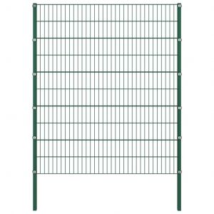 Image de VidaXL Panneau de clôture avec poteaux Fer 1,7 x 2 m Vert