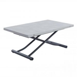 Inside75 Table basse relevable extensible TRENDY mélaminé gris béton pied gris graphite