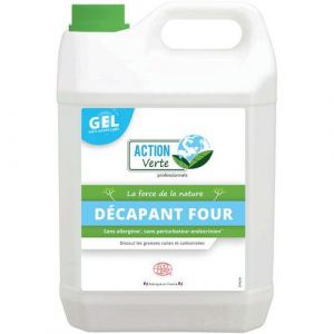 Action Verte Décapant four - Dissout les graisses cuites et carbonisées - Formule naturelle - Contact alimentaire - Format gel - 5L - Fabrication française - Réservé aux professionnels