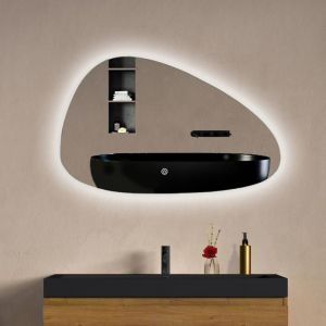 LOMAZOO Miroir salle de bain Bilbao avec LED 80 x 50 cm asym&eacute;trique