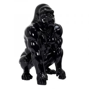 The home deco factory Statuette D&eacute;co Gorille "Sculpture" 46cm Noir