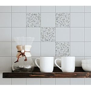 Plage Stickers adhésifs - sticker carrelage mural Terrazzo gris 10x10cm